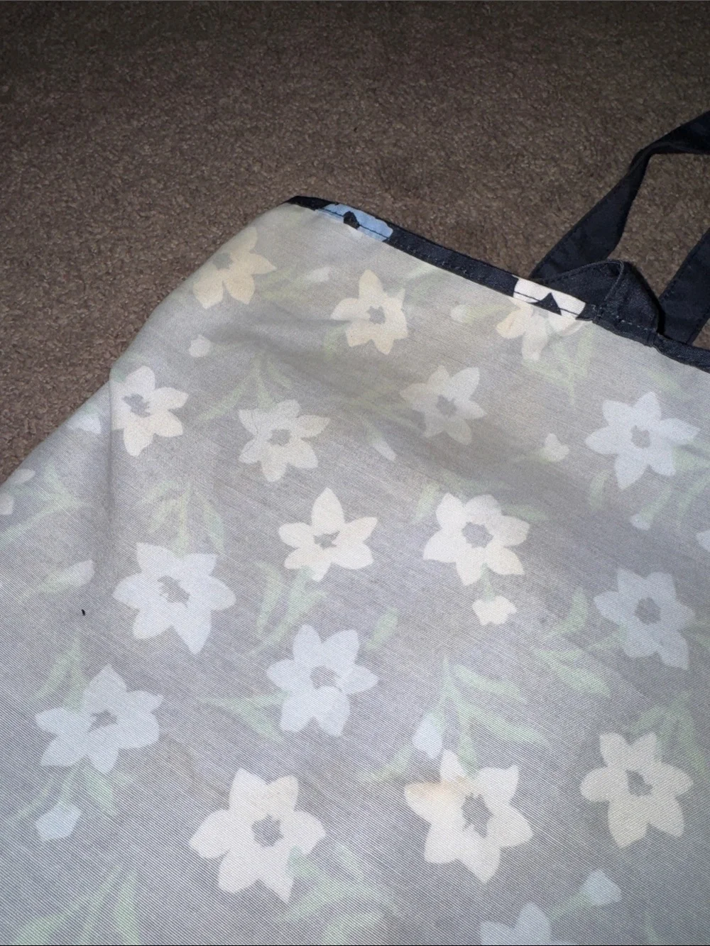 Kate Spade Tote-Navy Floral-Cloth-OpenTop-Large Size-GUC